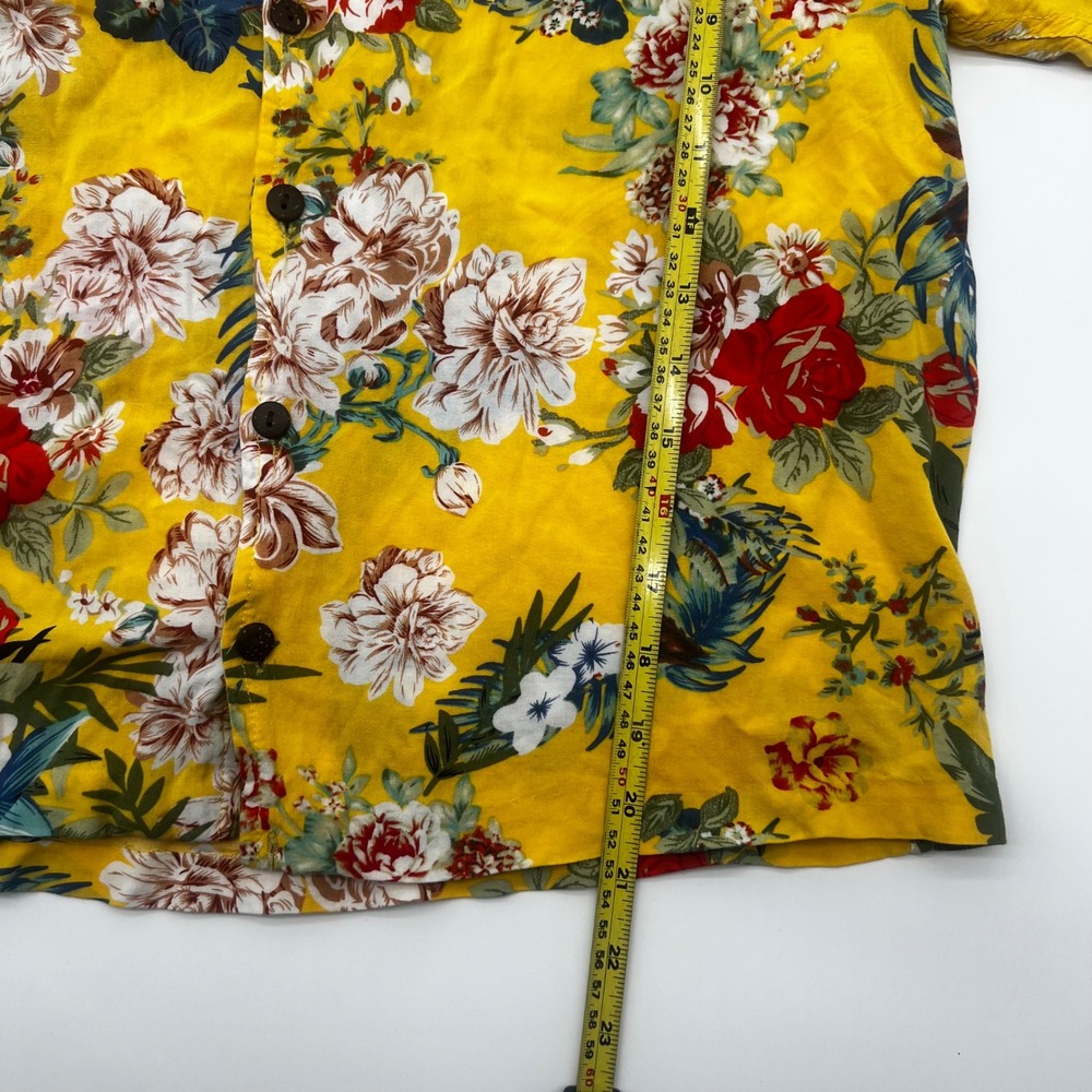 Coco Republic Yellow Tropical Floral Short Sleeve Button Down Shirt Womens M - Picture 6 of 9